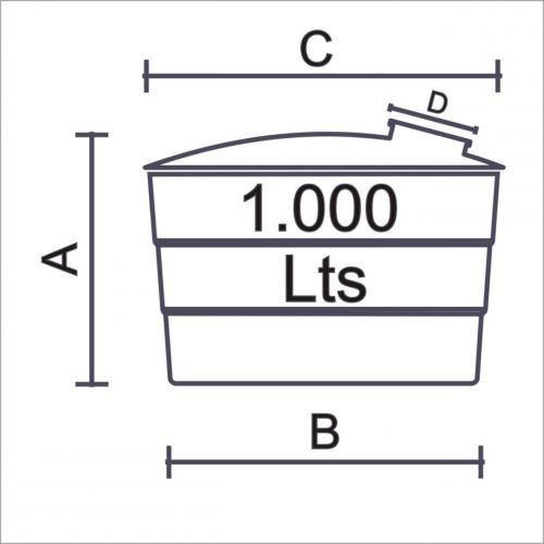 Tanque estandar 1000 litros con tapa de registro