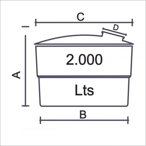 Tanque estandar 2000 litros con tapa de registro