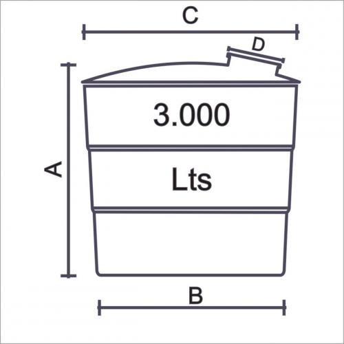 Tanque estandar 3000 litros con tapa de registro