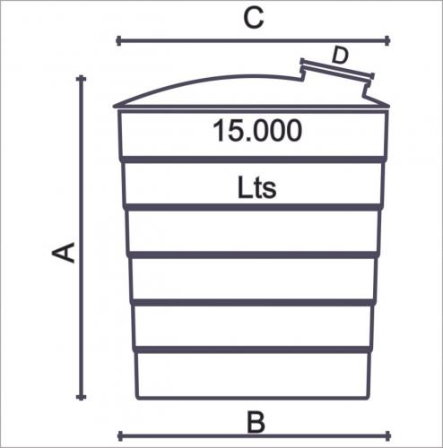 Tanque estandar 15000 litros con tapa de registro