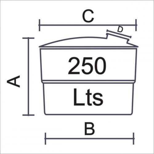 Tanque estandar 250 litros con resistencia quimica y tapa de registro 