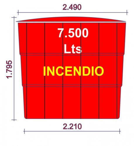 Tanque para incendio 7500 litros basico reforzado