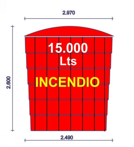 Tanque para incendio 15000 litros basico reforzado