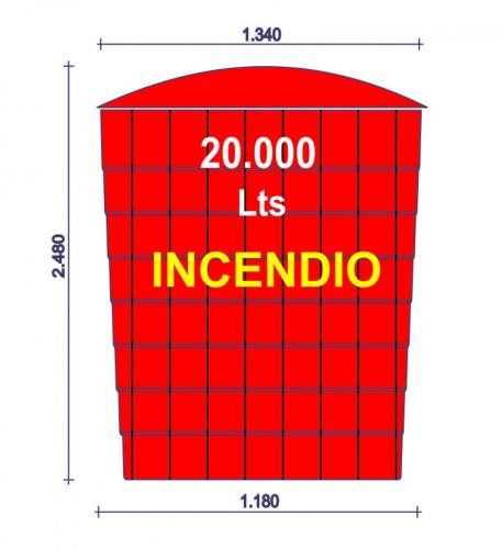 Tanque para incendio 20000 litros basico reforzado